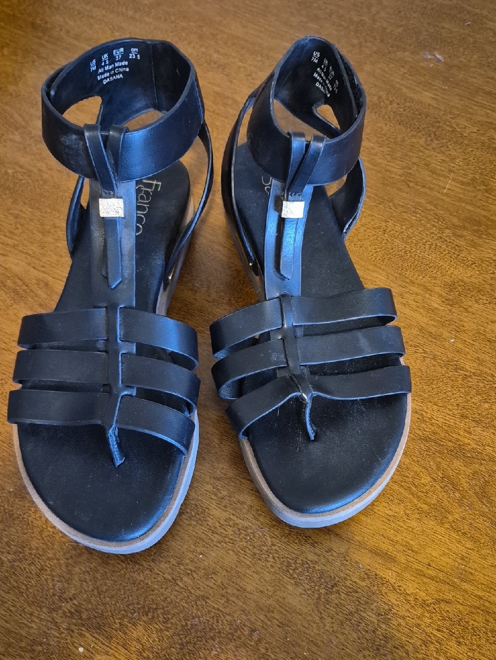 Franco Sarto Black Strappy Ankle Sandals for Women